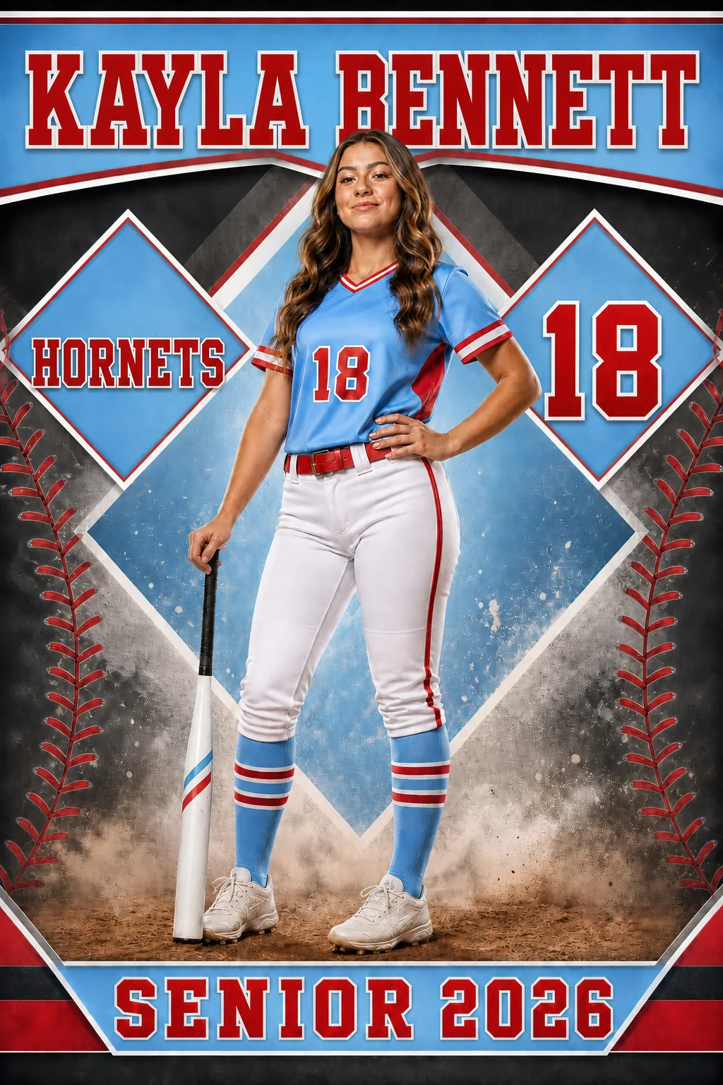 Softball player banner