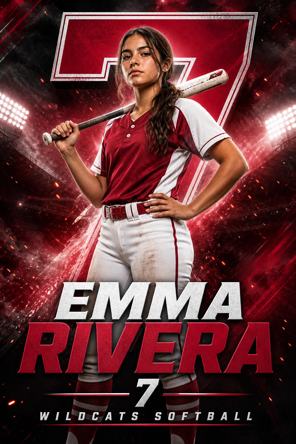 Softball player banner